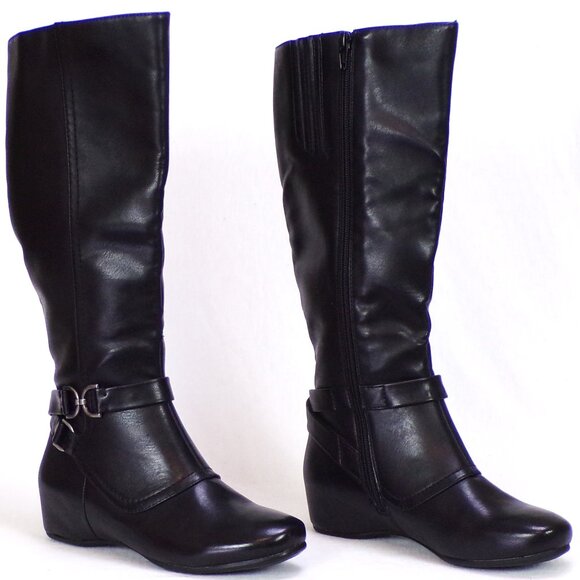 YÜÜ size 5.5M TASHA black flat-heel motorcycle boots leather look all synth. mat - Picture 4 of 13